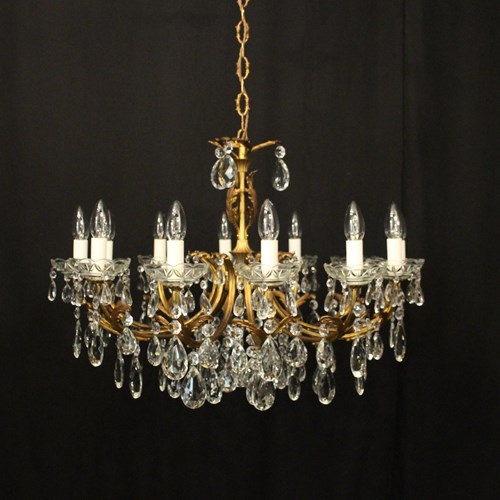 French Gilded 12 Light Antique Chandelier