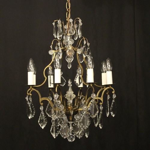 French Gilded 6 Light Antique Chandelier