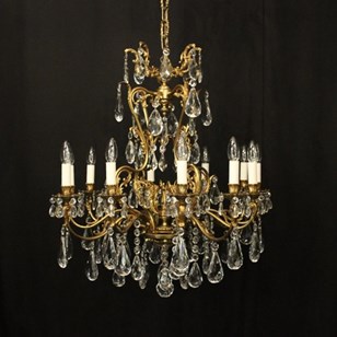 French Gilded 12 Light Antique Crys...