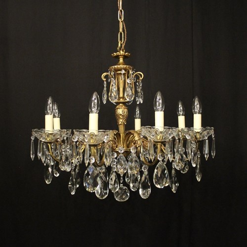 French Gilded 8 Light Antique Chandelier