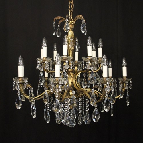 French Gilded Bronze 16 Light Antique Chandelier