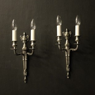 English Pair Of Silvered Antique Wa...