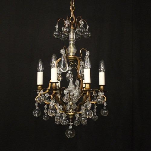 French Gilded 6 Light Antique Chandelier