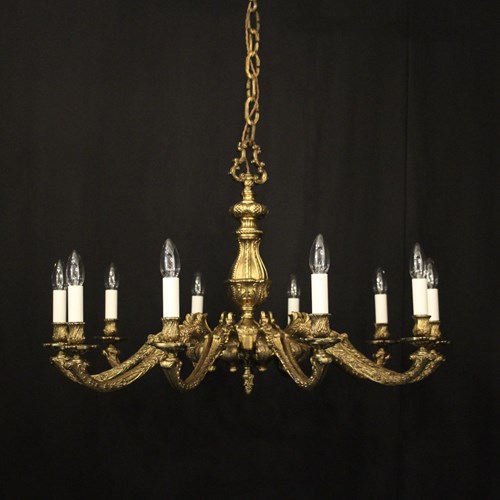 French Gilded Bronze 10 Light Chandelier