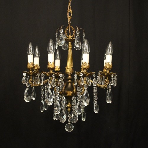French Gilded 8 Light Antique Chandelier
