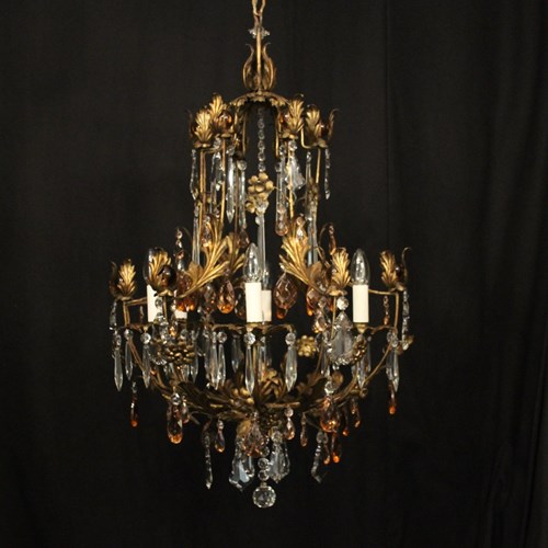 Italian Gilded Florentine 6 Light Chandelier