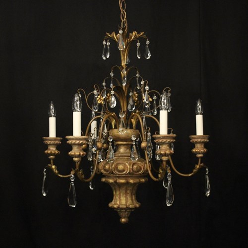 Italian Florentine 6 Light Antique Chandelier