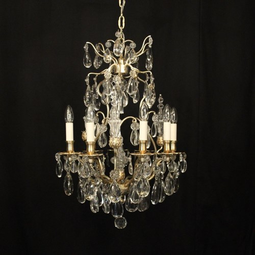 French Silver Gilded 9 Light Antique Chandelier