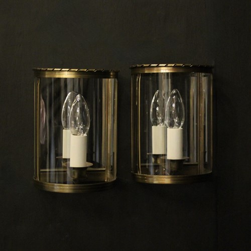 French Pair Of Toleware Convex Half Lanterns