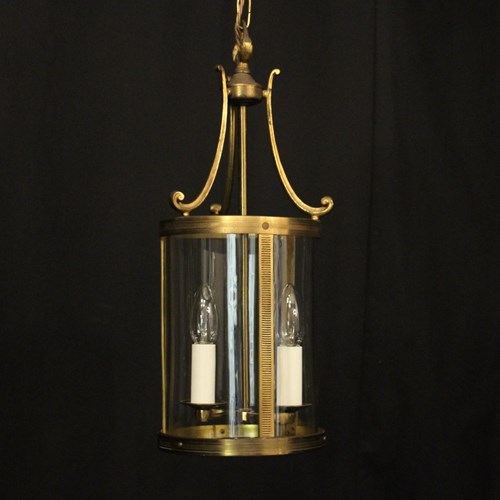 French Gilded Convex Hall Antique Lantern