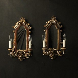 Florentine Pair Of Giltwood Twin Ar...