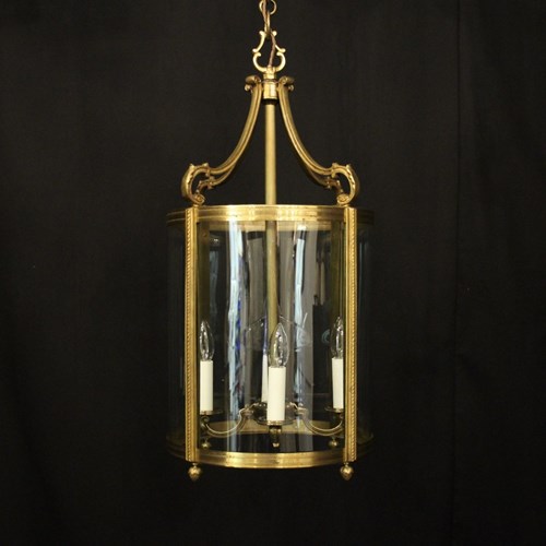French Gilded Bronze Antique Hall Lantern