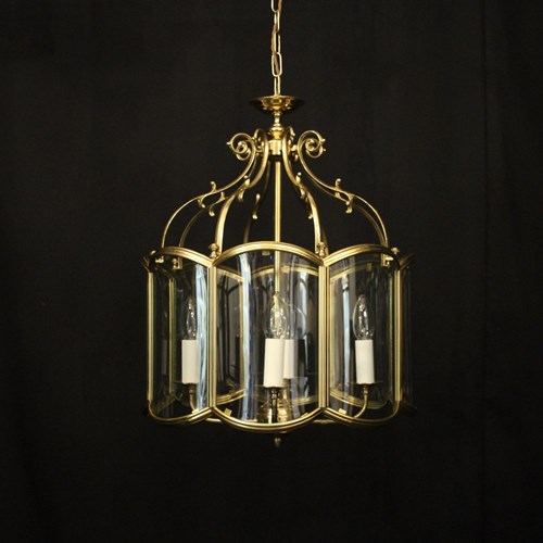 English Brass 4 Light Convex Hall Lantern