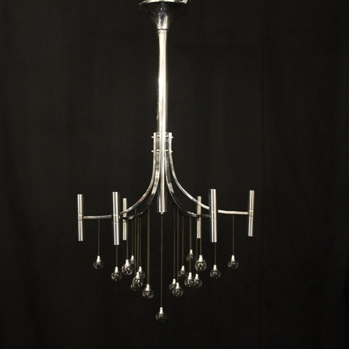 Italian Chrome Plated 12 Light Chandelier