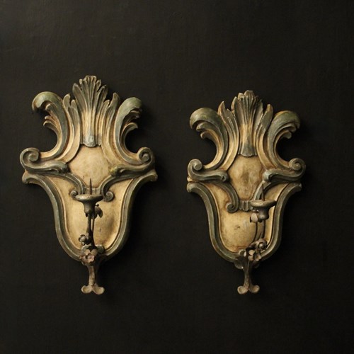 Italian Florentine Pricket Candle Sconces