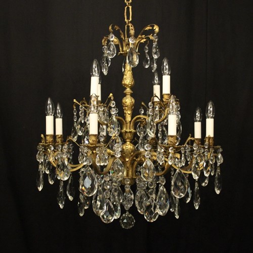 French Gilded 12 Light Antique Chandelier