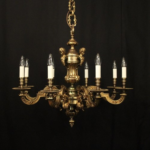 French Gilded Bronze 8 Light Chandelier