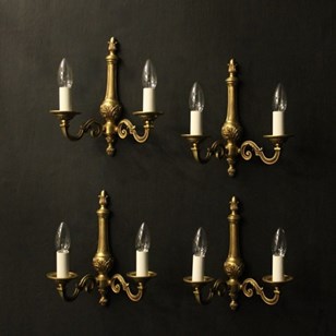 French Set Of 4 Gilded Brass Wall L...