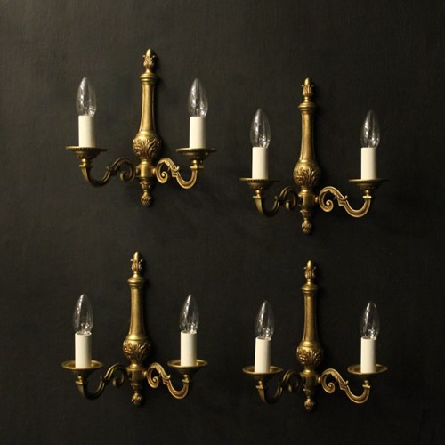French Set Of 4 Gilded Brass Wall Lights