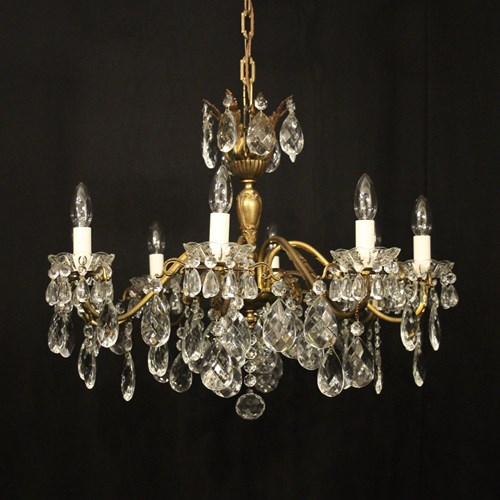 French Gilded 8 Light Antique Chandelier