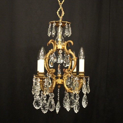 French Gilded 4 Light Antique Chandelier