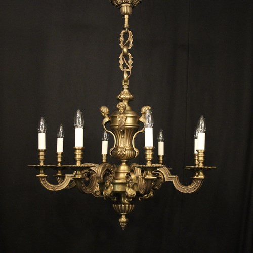 French Gilded Bronze 8 Light Chandelier