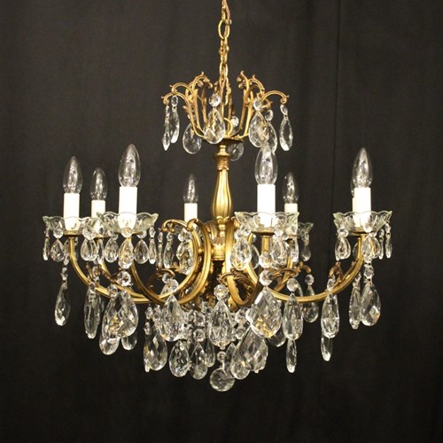French Gilded & Crystal Antique Chandelier