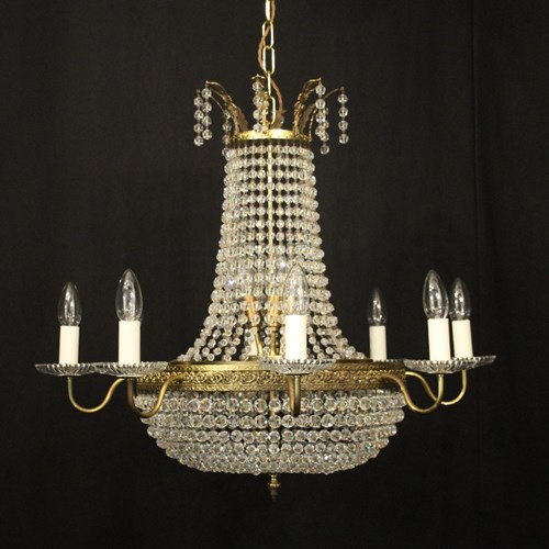 French Gilded 15 Light Waterfall Chandelier