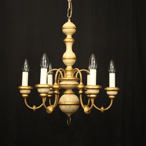 Italian Florentine 6 Light Giltwood Chandelier