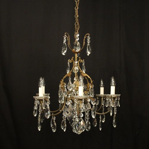 French Crystal 6 Light Antique Chandelier
