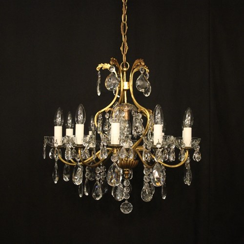 French Gilded 9 Light Antique Chandelier