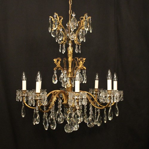 French Gilded 8 Light Antique Chandelier