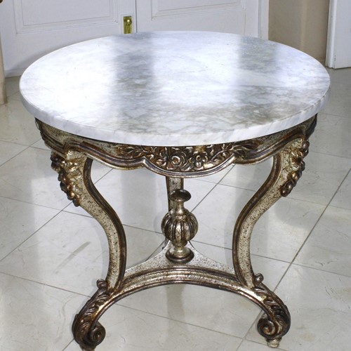 Round Table With Silverleafed Base