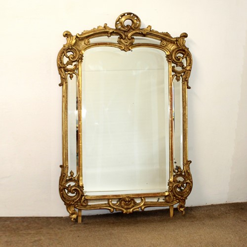 Curvy Antique French Margin Mirror With Bevels