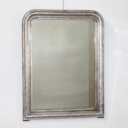 Antique French Silverleafed Archtop Mirror