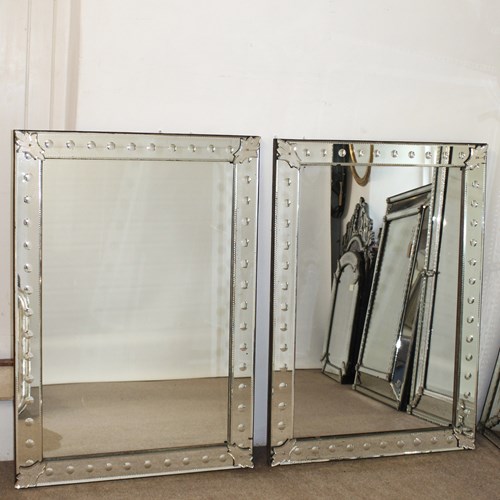 Pair Antique Venetian Mirrors With Bubble Frames