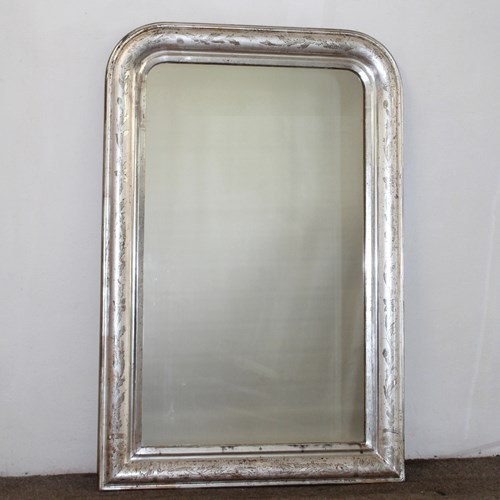 Antique French Silverleafed Archtop Mirror