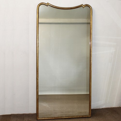 Tall Antique French Gilt Mirror With Incurved Top