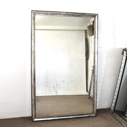 Large Antique French Mirror With Silverleafed Frame