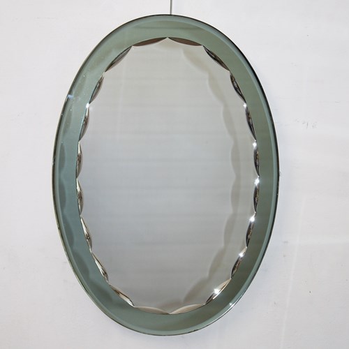 Vintage Italian Oval Mirror With Double Layer Frame
