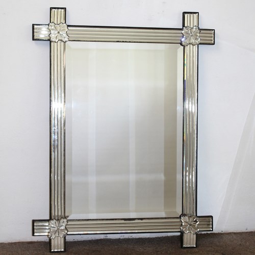 Antique Venetian Mirror With Cross-Over Frame
