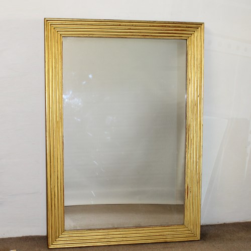 Large Antique French Mirror With Wide Reeded Frame