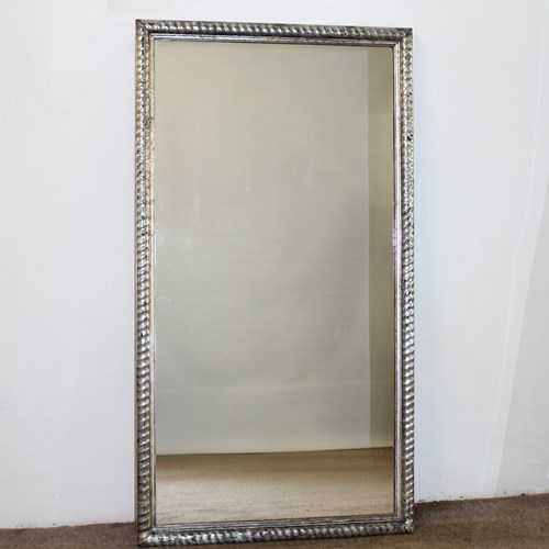 Antique French Mirror With Silver Ropewist Frame