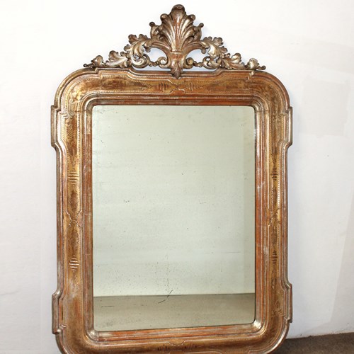 Antique Italian Mirror With Outset Corners