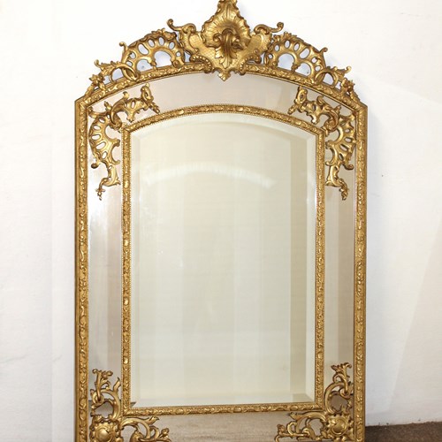 Decorative Antique French Giltwood Margin Mirror