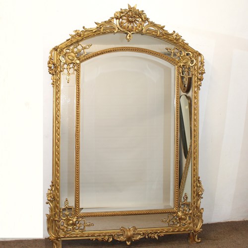 Decorative Large Antique French Margin Mirror