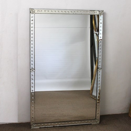 Large Antique Venetian Mirror With Bubble Frame