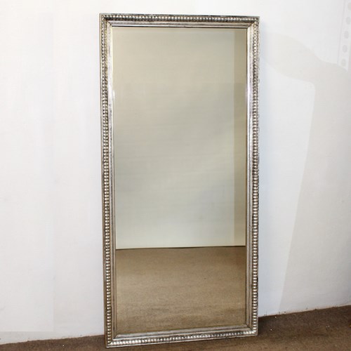Antique French Silverleafed Mirror With Decorative Frame