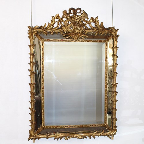 Decorative Antique French Gilt Cushioned Mirror