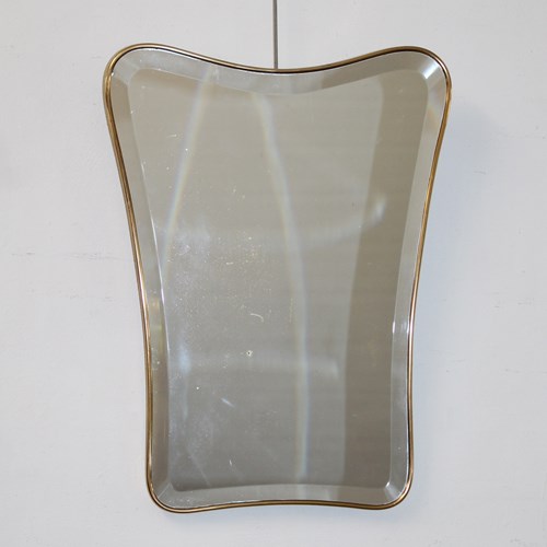 Small Bevelled Curvy Mid-Century Modern Italian Mirror